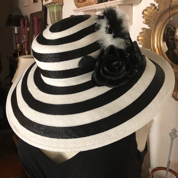 black and white derby hat